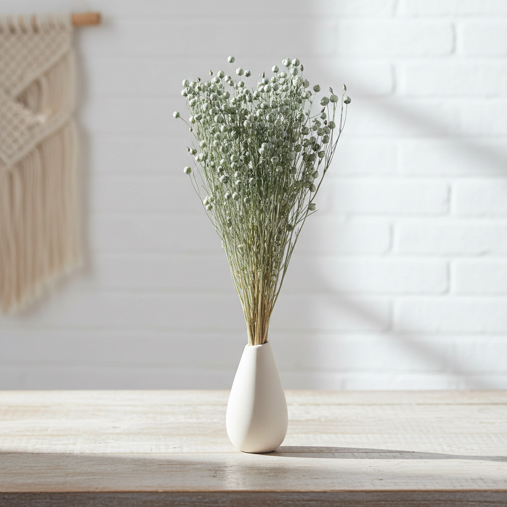 Sušený len – modrošedá, přírodní dekorace, svazek 50 g, délka 40–45 cm